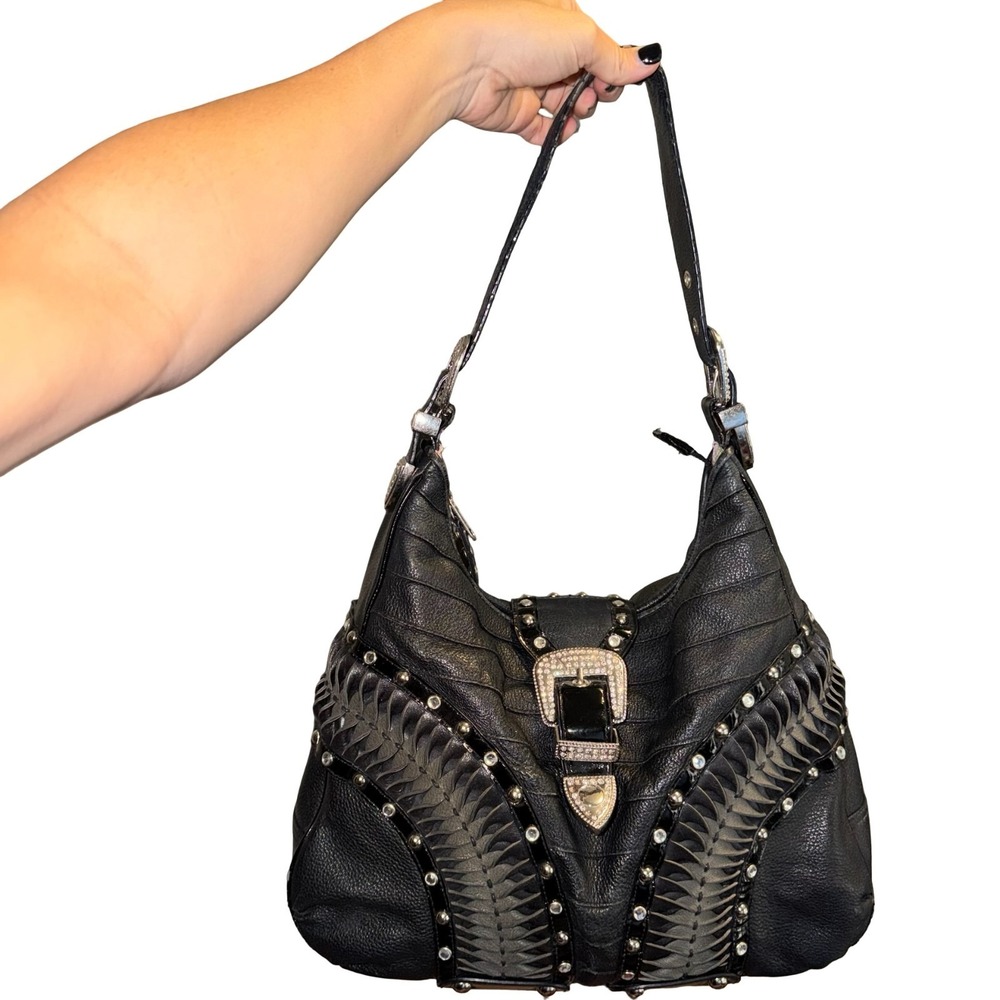 Y2K Charm & Luck Leather shoulder bag maximalist western glam